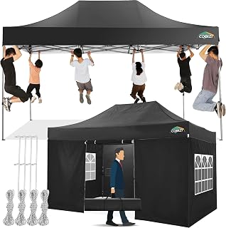 COBIZI Pavillon 3x4,5 Wasserdicht Stabil Winterfest mit Seitenwand,Schwarz
