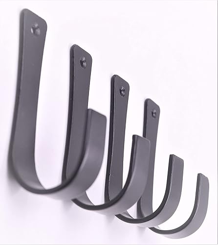 Miniatura 2 de The Metal Magician Juego de 4 ganchos para colgar en la pared, de hierro forjado, rústico, para toallas, bolsos, sombrero, perfecto para baño,