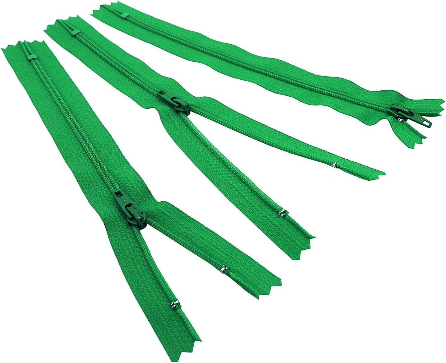 Skirt & Dress Nylon Coil Lightweight YKK Closed Bottom Zippers for Sewing Craft & Apparel - Choose Your Length - Color Jewel Green #876 - Made in The United States (3 Zippers Per Pack) (9" Inches)