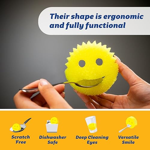 Miniatura 4 de Scrub Daddy Esponja de cocina multiusos sin arañazos, sin bisfenol A y fabricada con espuma de polímero, 4 unidades + Scrub Mommy - Esponja de