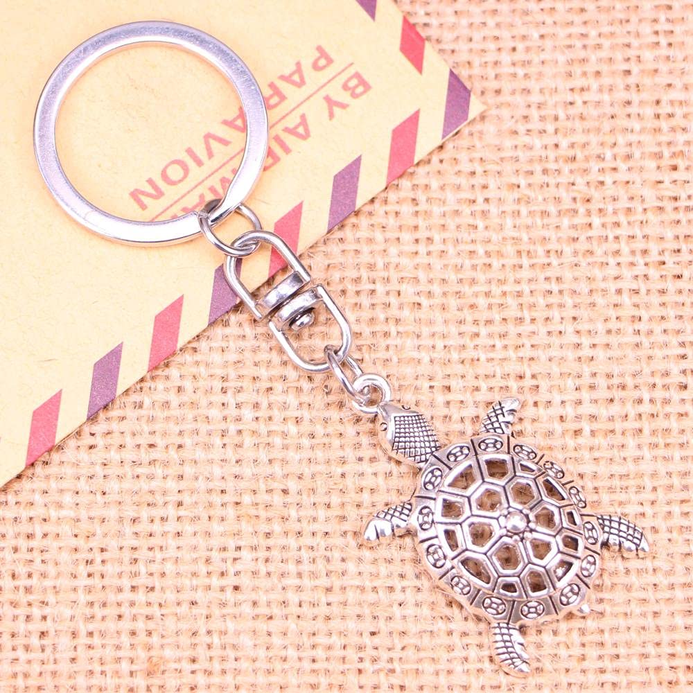 Durchbrochene Schildkröte Schlüsselanhänger Für Männer DIY Meeresschildkröte Anhänger Auto Schmuck Souvenir Geschenk 38X25Mm 20Pcs