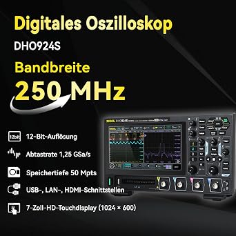 RIGOL DHO924S Oszilloskop mit Signalgenerator 250MHz 1.25GSa/s 4-Kanal