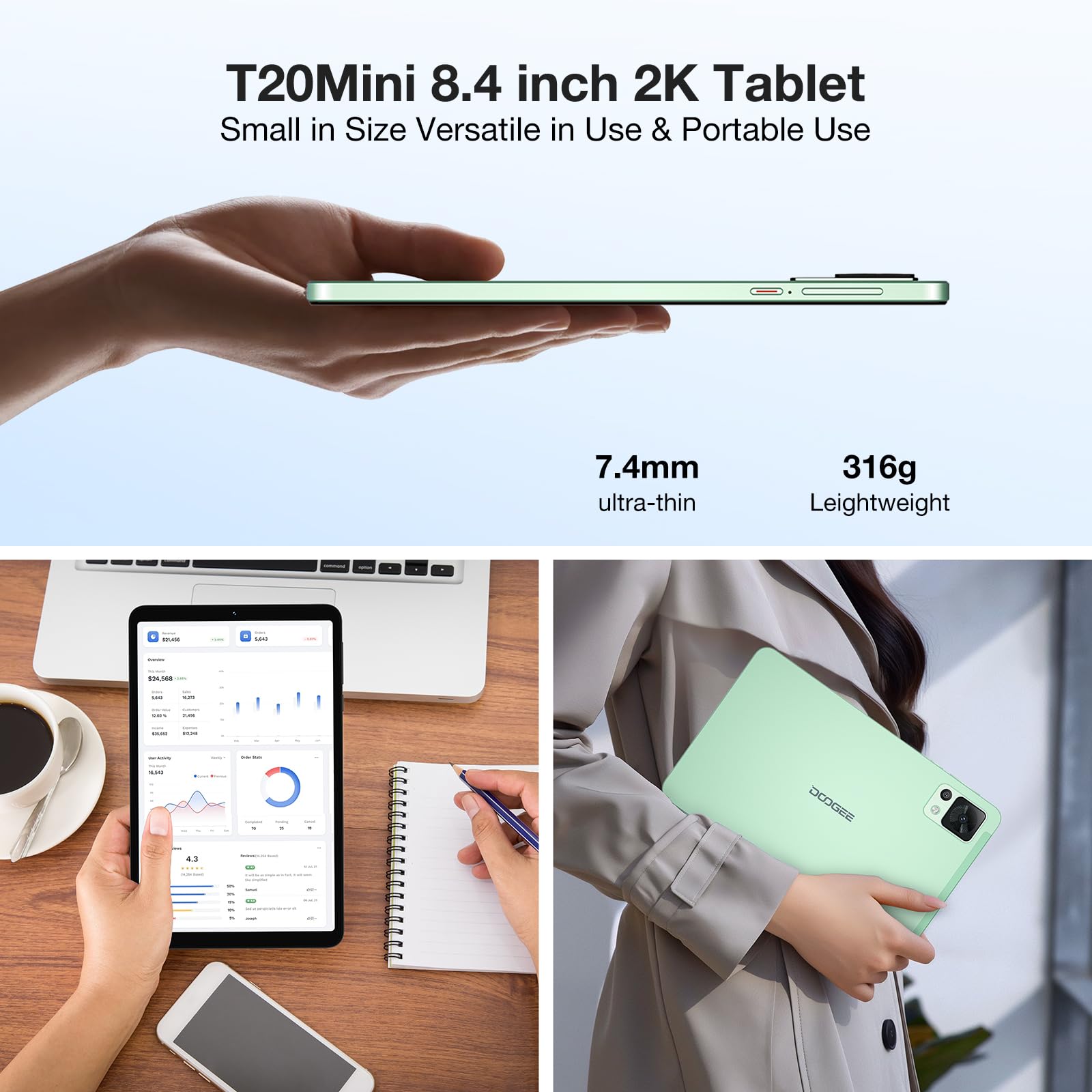 DOOGEE T20 Mini tablet z systemem Android 14, 2K 8,4 cala, 9