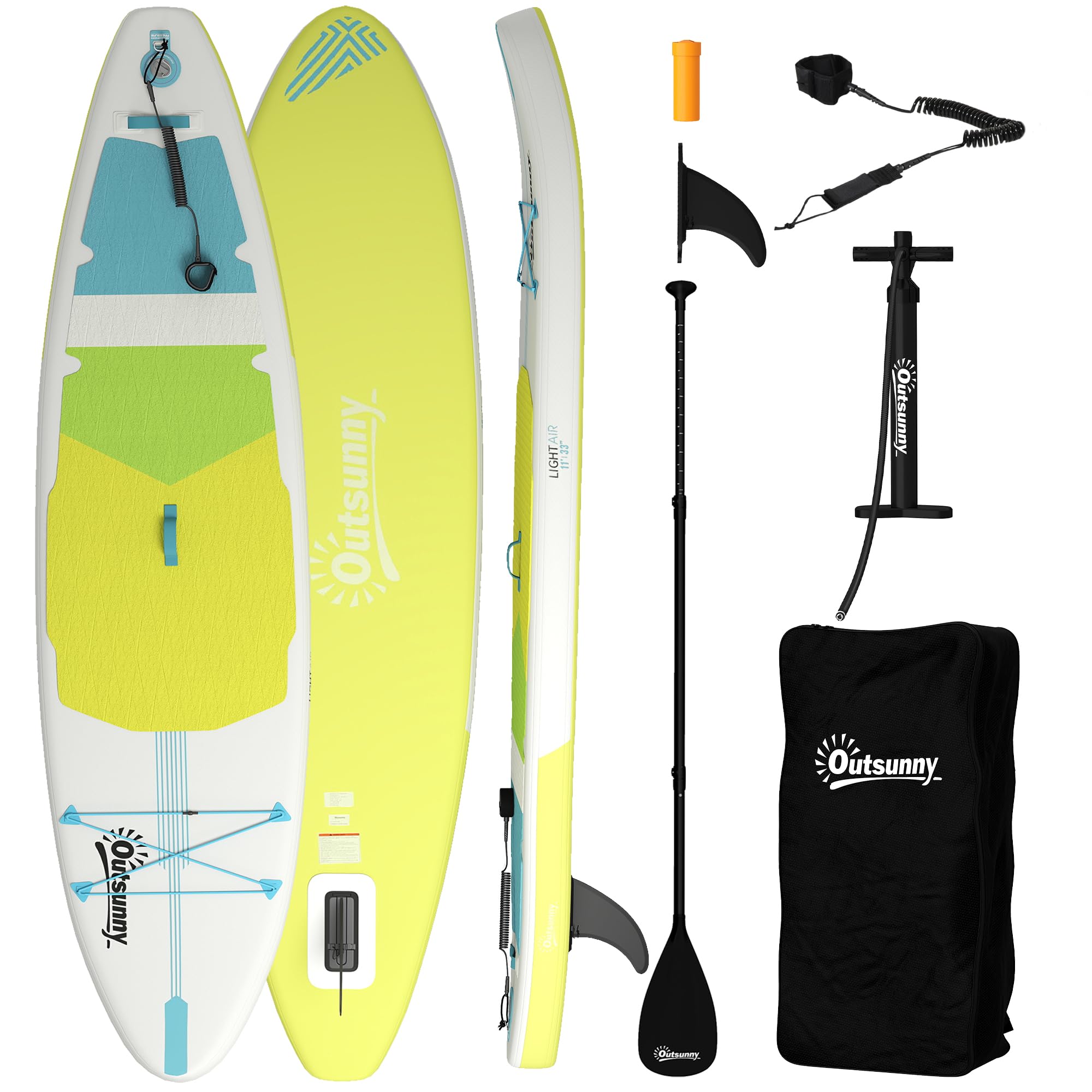 Outsunny Tabla Paddle Surf Hinchable con Accesorios, 320 cm, Remo de Aluminio Ajustable, Quilla, Stand Up Paddle Board con Superficie Antideslizante de EVA, Bomba y Mochila, Carga 160 kg, para Adultos