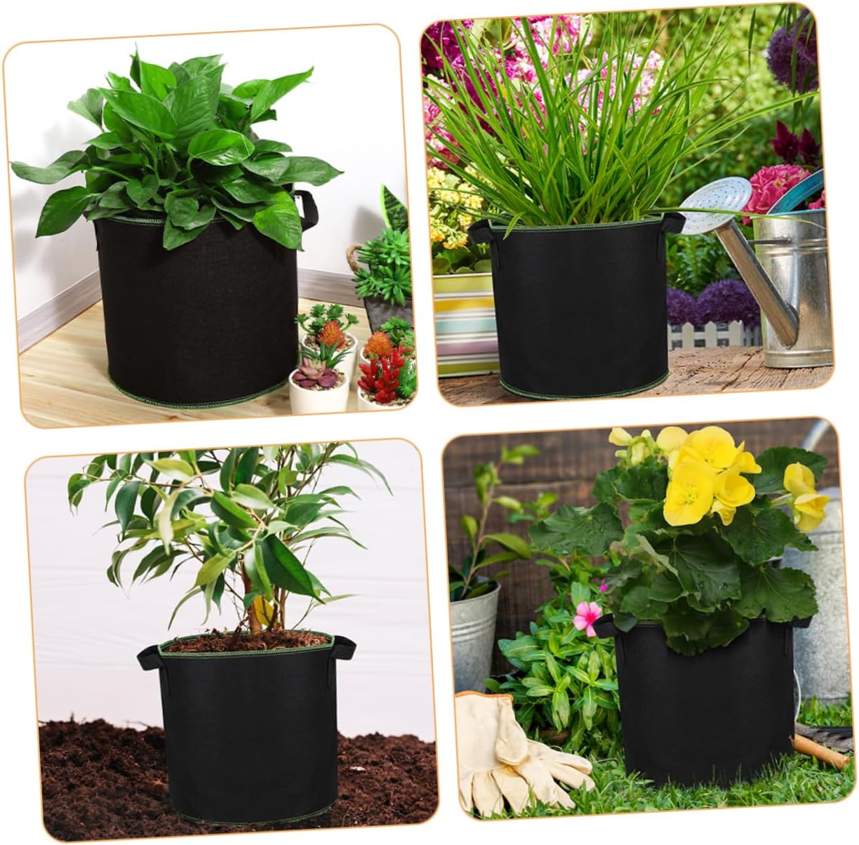 POPETPOP 24pcs Thickened Non-Woven Fabric Plant Grow Bags Vegetable for Potatoes and More Excellent Drainage and Air Permeability for Yards and Balconies