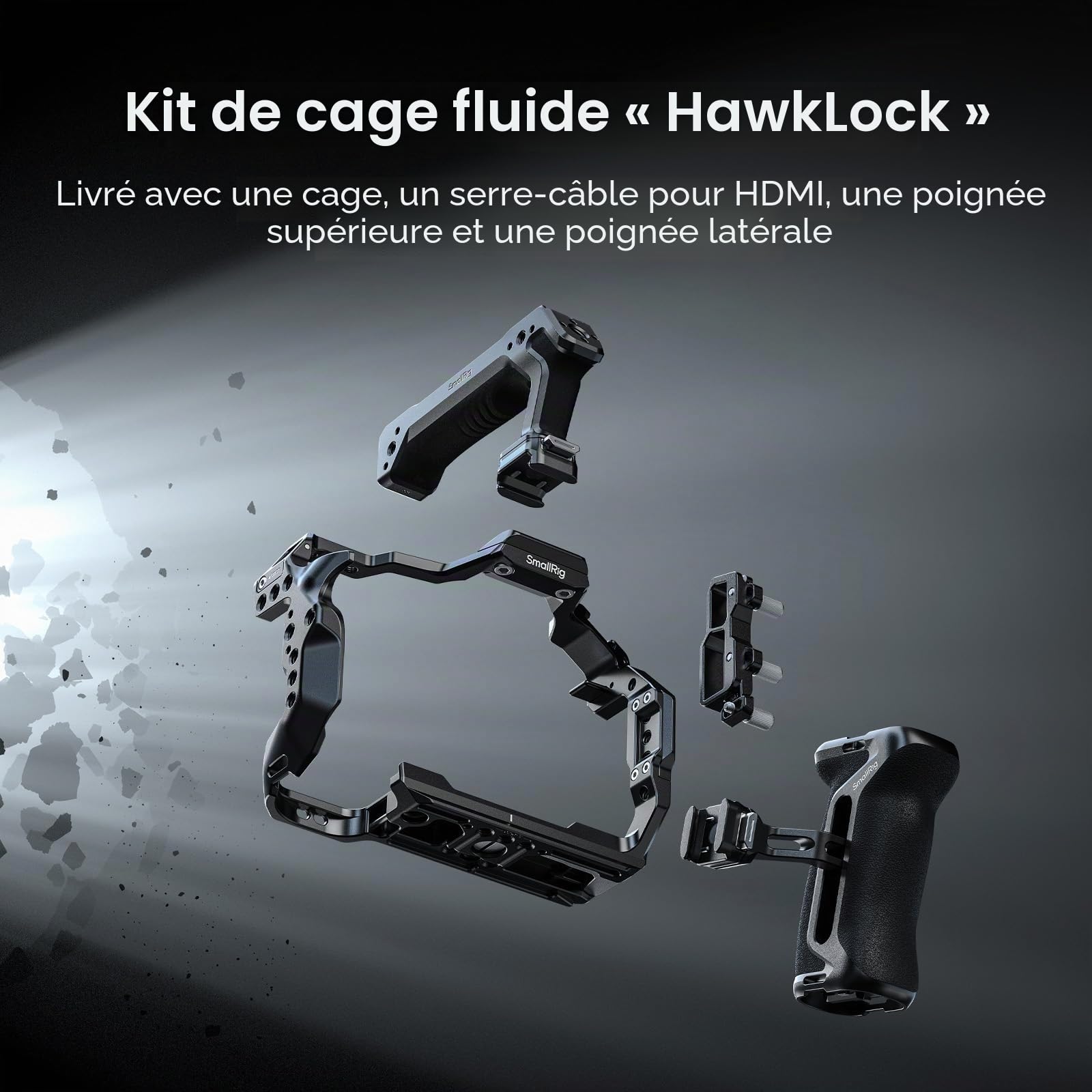 SMALLRIG R6 Mark III Kit Cage pour Canon R6 Mark II avec Poignée Supérieure, Poignée Latérale et Serre-Câble, Rails NATO Doubles HawkLock, Plaque Rapide pour Arca - 5956