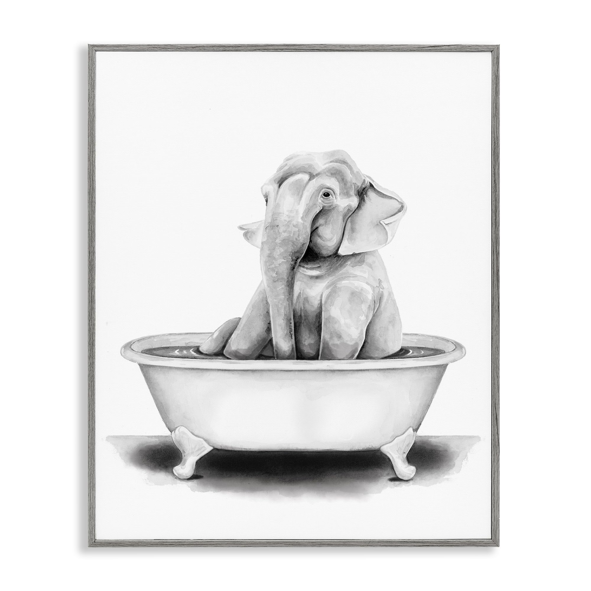 Funny Elephant Bath Time Nursery, 16 x 20 Inch Framed Giclée Print