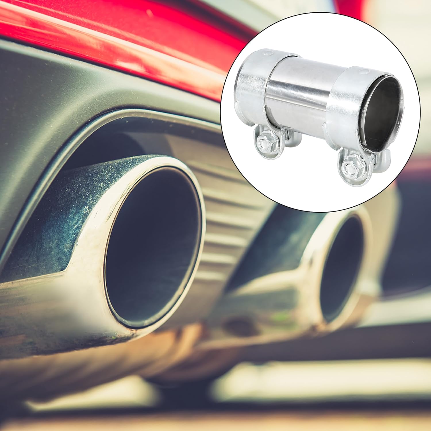 X AUTOHAUX Exhaust Pipe Sleeve Connector Clamp Coupler for VW Beetle Golf Bora 56 x 124 mm