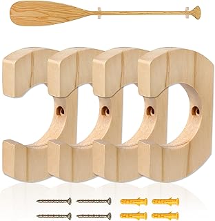VITEAM Wooden Paddle Hold Hanger Paddle Racks Wall Storage Wall Decor Paddle hanger for Kayak, SUP, Canoe, Dragon Boat Paddles