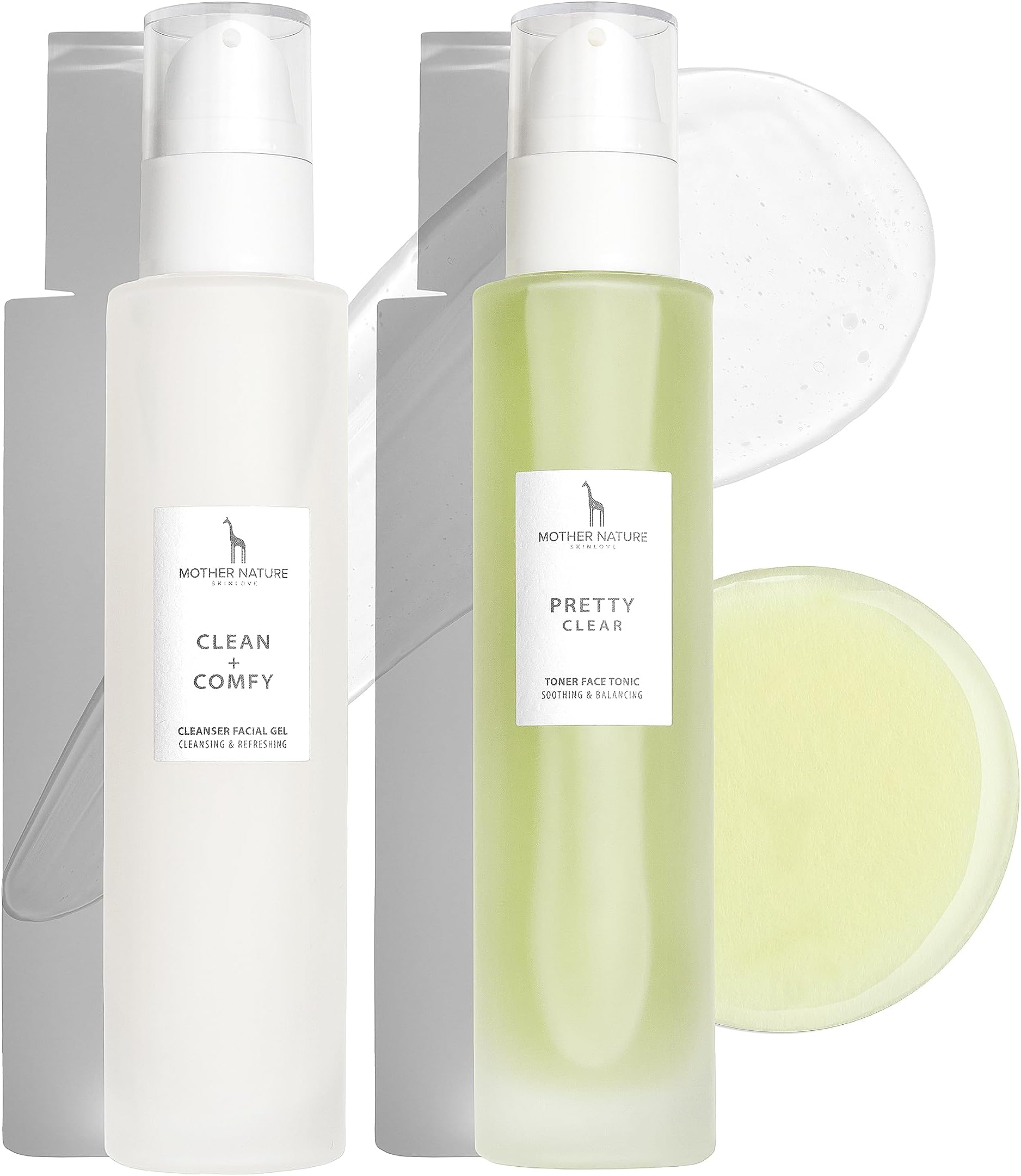 Face Wash Set with PURE, ORGANIC Aloe Vera & Hyaluronic Acid - VEGAN - 150 ml Face Cleanser Gel & 150 ml Face Toner for Normal, Combination & Blemish-Prone Skin - Natural Facial Care for Men & Women