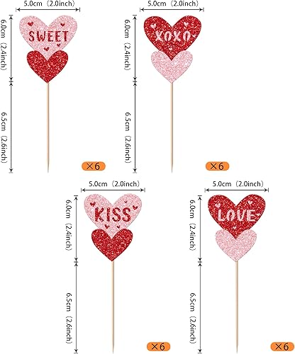 Miniatura 258 de Rsstarxi 36 Pack Happy Valentine's Day Cupcake Toppers Glitter Cupid Love Heart Lip Kiss Me Be Mine Cupcake Picks for Valentine's Day Theme Wedding