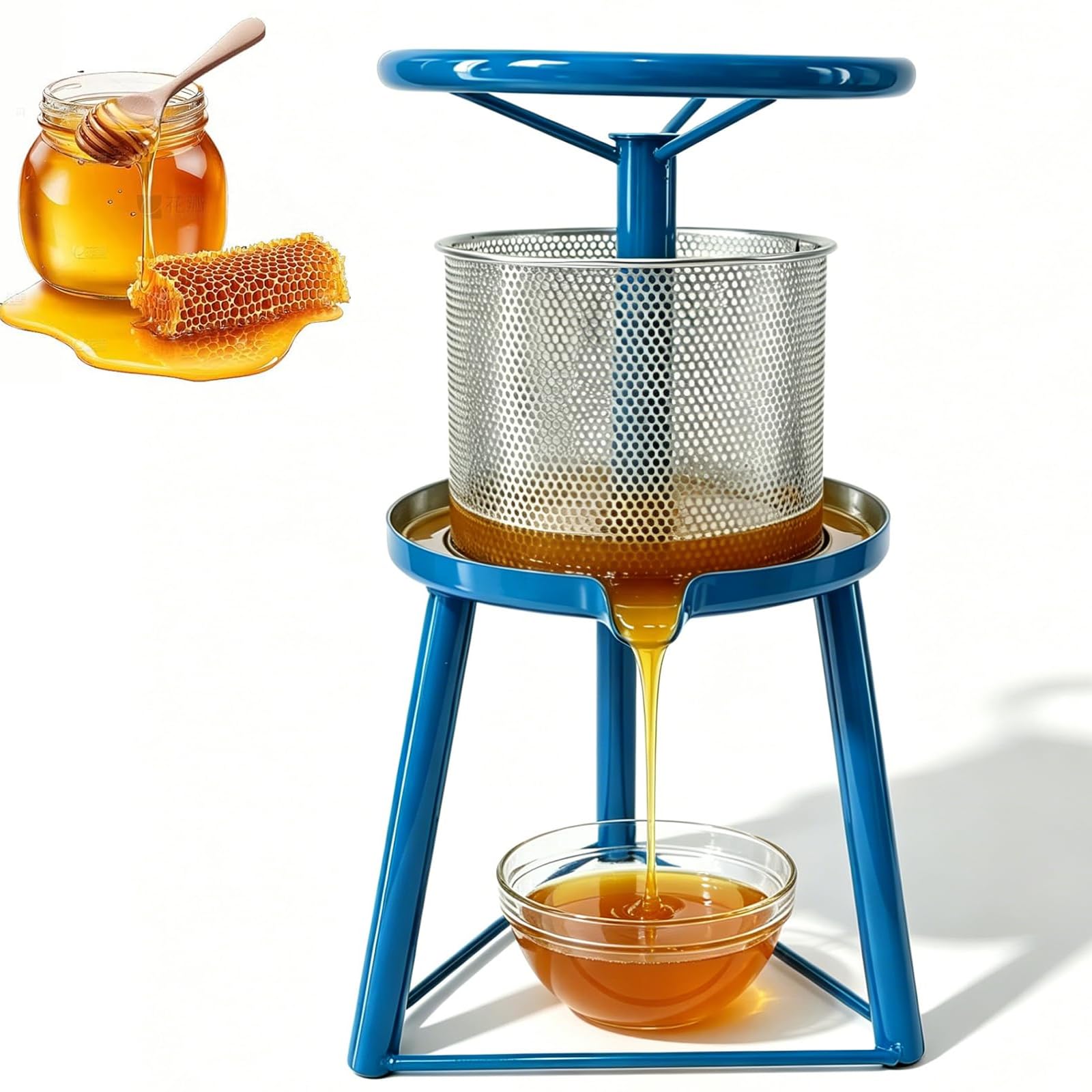 Pressa Manuale da 5 Litri per Cera D'api, Estrattore di Miele, Estrattore di Miele Grezzo, Elevata Resa di Succo, con Base Triangolare, per Cera D'api, Frutta E Verdura