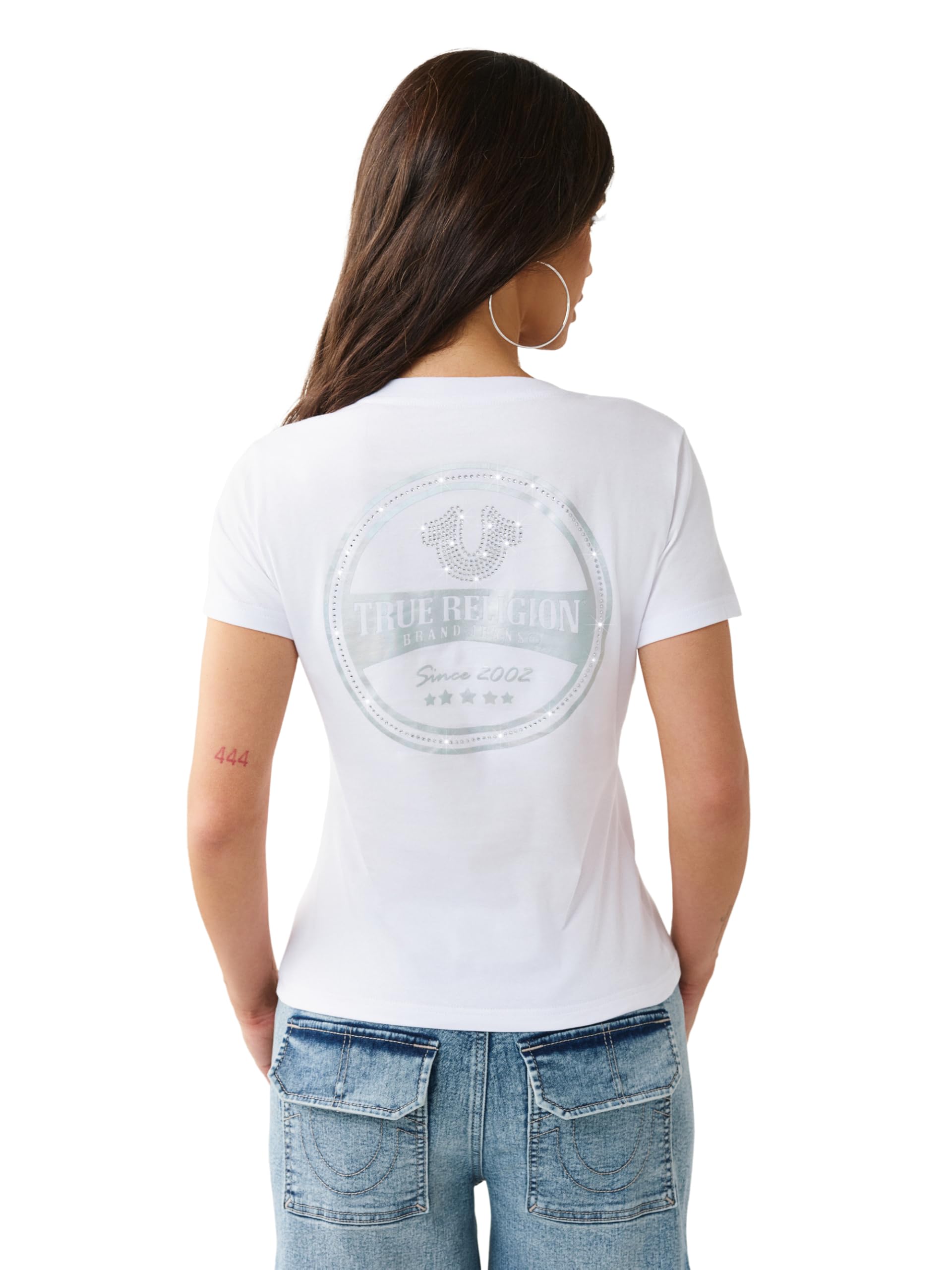 True Religion Damen Iridescent True Religion V Neck Tee T-Shirt (1er Pack)