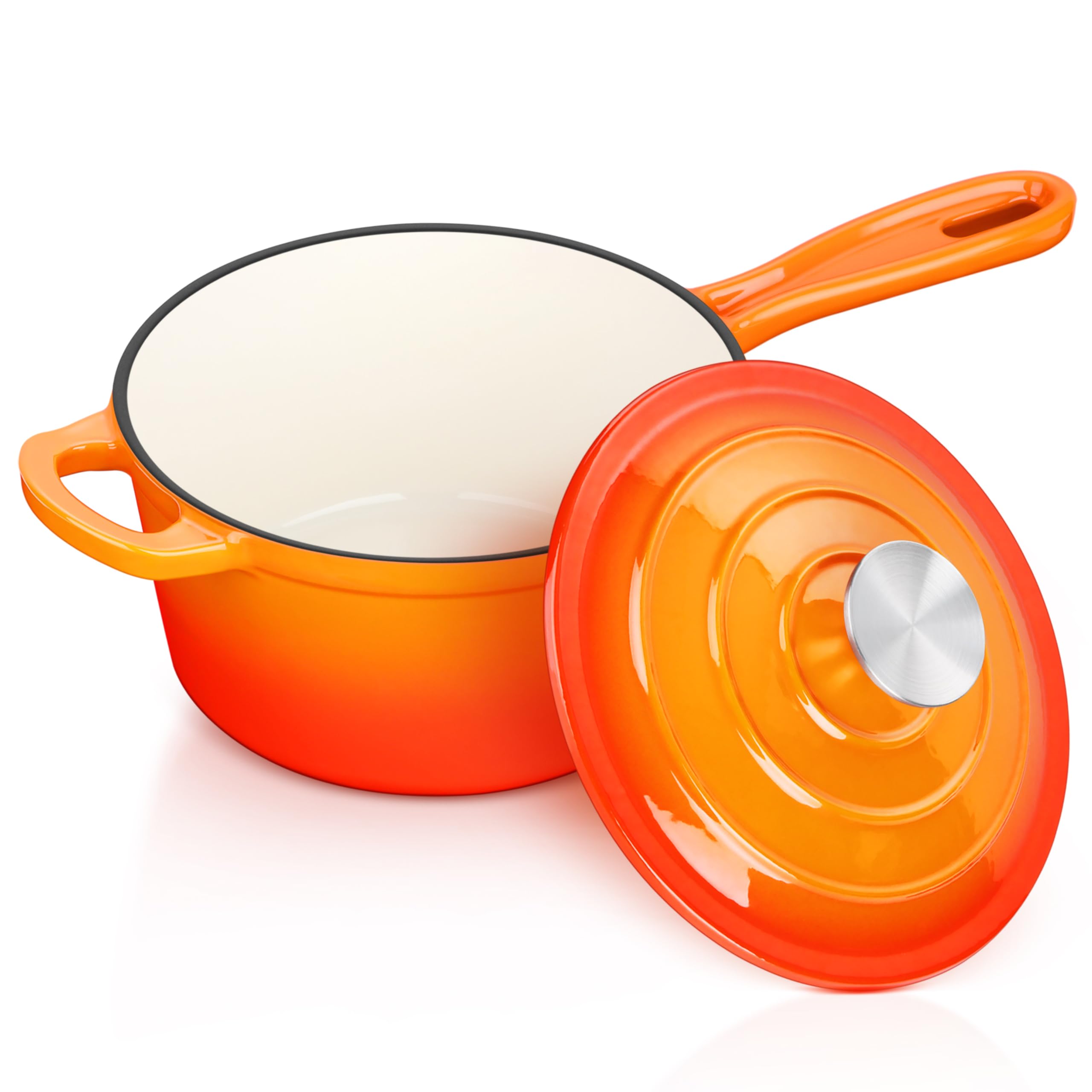 Leonyo Casseruola in ghisa smaltata con coperchio, casseruola da 2 litri con coperchio, piccola ghisa smaltata, pentole da cucina olandese per tutti i tipi di fornelli per la produzione di