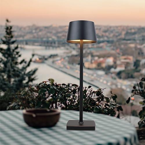 Miniatura 6 de Lámpara de escritorio inalámbrica led recargable, aluminio, regulable, adecuada para iluminación interior y exterior (negro)