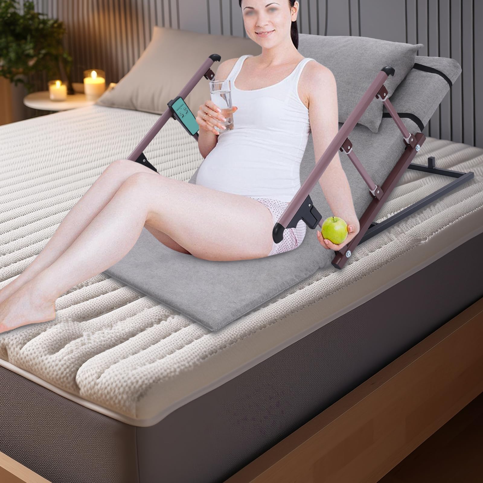 Cuscino elettrico per la schiena regolabile elettricamente, schienale sollevabile per donne incinte, angolo di sollevamento 2-80°, portata 300 kg, con ringhiera, adatto per donne incinte e anziani