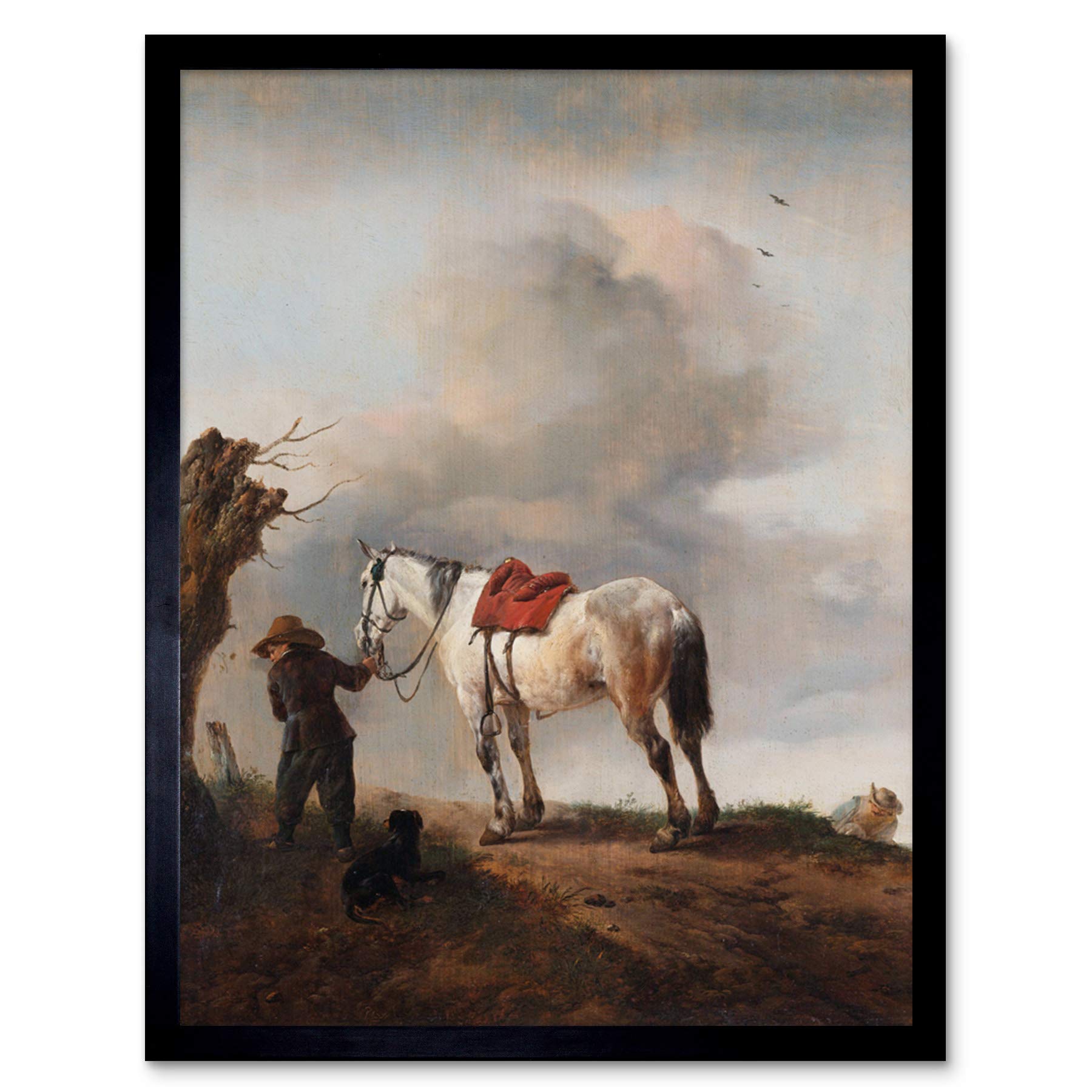 Artery8 Wouwerman The Gray Horse Painting Art Print Framed Poster Wall Decor 12x16 inch