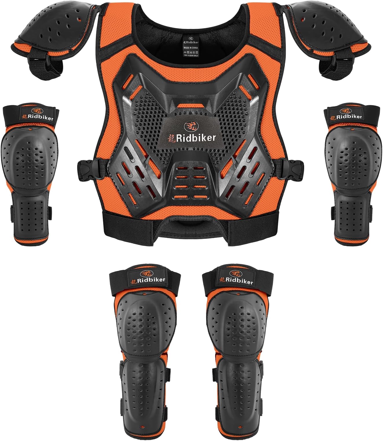 Kids Dirt Bike Gear Armor Vest Suit, Motorcycle Chest Protector with Knee Elbow Pads, Youth Riding Protective Gear for Motocross Cycling Skating Ski Off-Road
