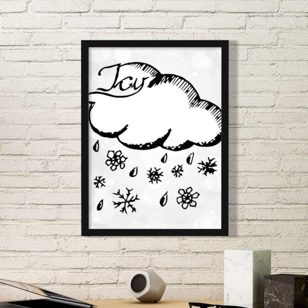 Décoration de Table avec le Cadre Photo en Bois Peint Flocon de Neige Nuageux DIYthinker