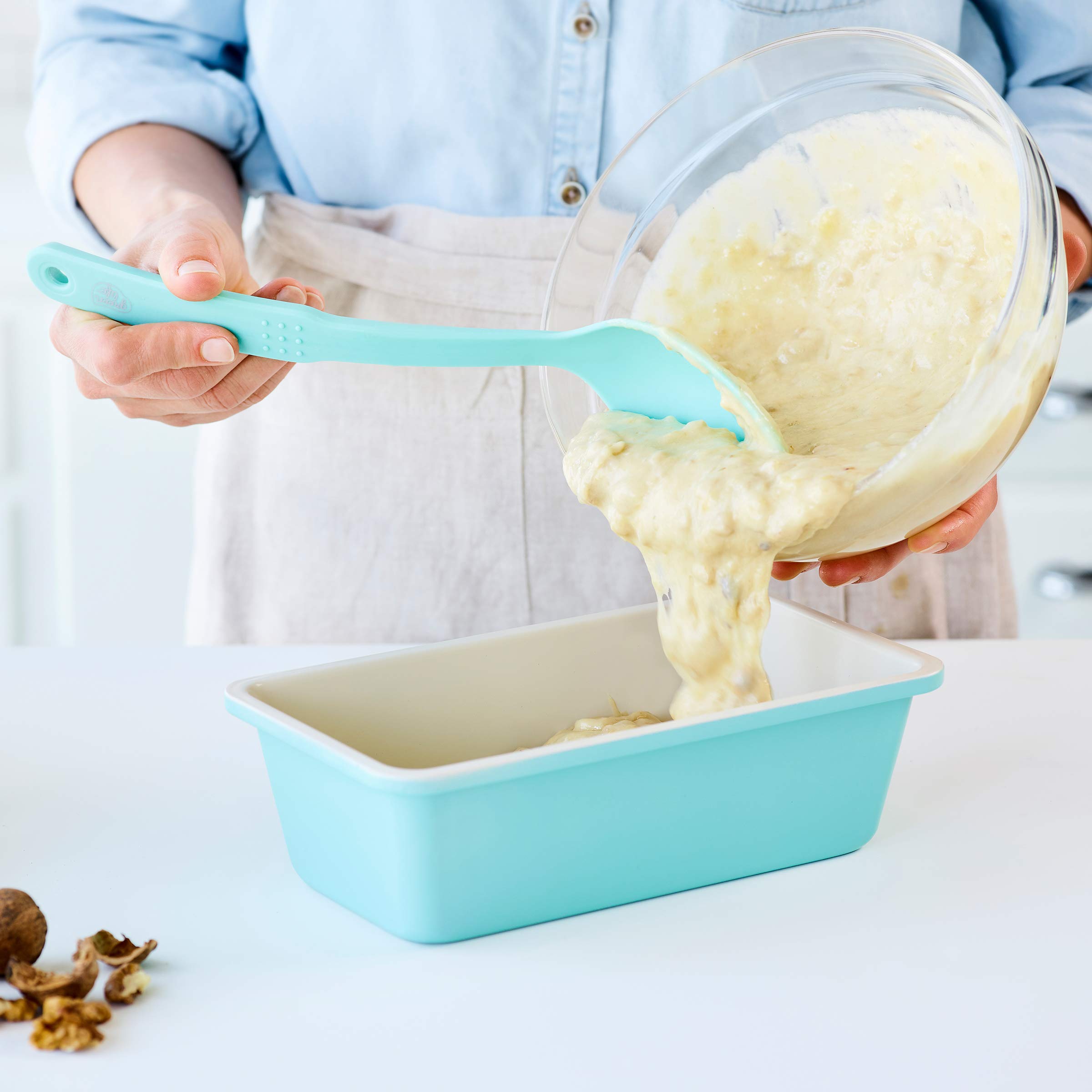 GreenLife Bakeware Healthy Ceramic Nonstick, 12 Piece Baking Set with Cookie Sheets Muffin Cake and Loaf Pans including utensils, PFAS-Free, Turquoise