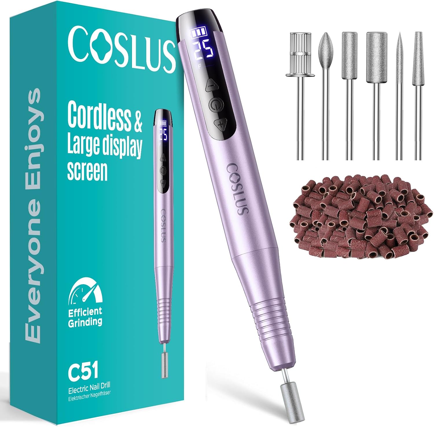 C51 Electric Cordl Nail Drill: Profal Nail File with LED