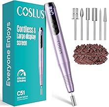 COSLUS C51 Electric Cordless Nail Drill: Professional Nail File with LED Screen & 25 Speeds for Acrylic Gel Dip Powder Removal, Beginner-Friendly for Home DIY & Salon, Portable for Travel, Purple