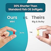 Vista 2 de Mini Fish Oil Softgels – Triple Strength – Advanced Formula - 1500mg Omega 3 with EPA & DHA – Smaller Than a Dime – Fish Oil Minis - Wild Caught