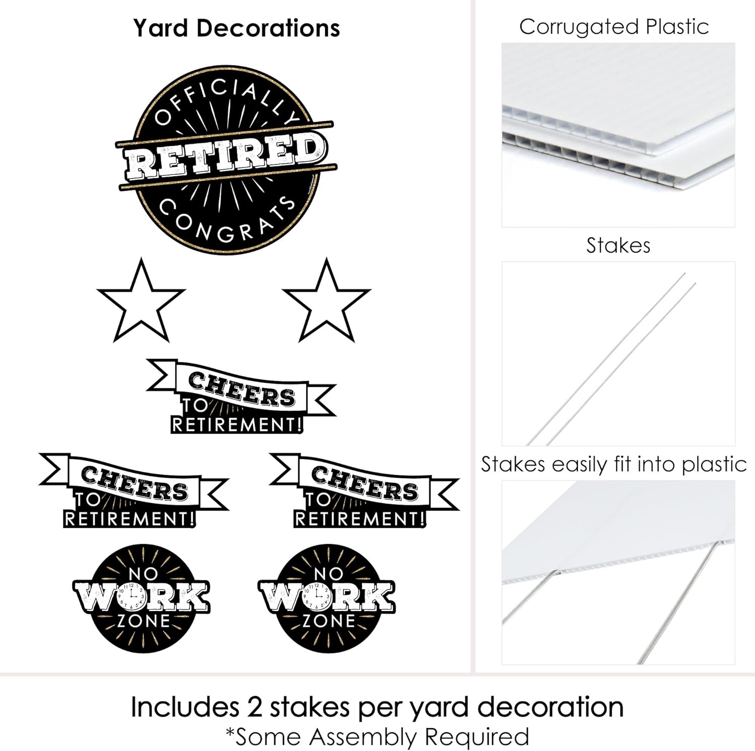 Big Dot of Happiness Happy Retirement - Yard Sign & Outdoor Lawn Decorations - Retirement Party Yard Signs - Set of 8