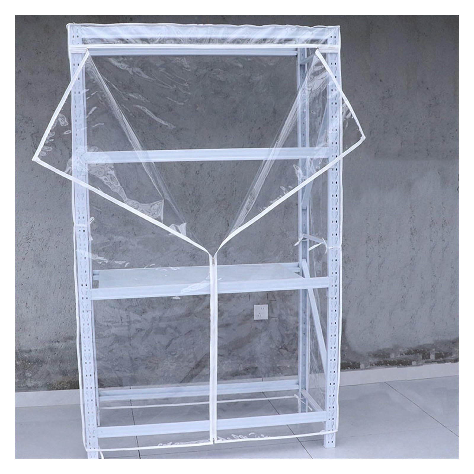 Coperture resistenti per mensole con cerniera per scaffali in metallo, ideali per magazzini, cantine, balconi e ripostigli all'aperto (A, 60 x 40 x 180 cm)