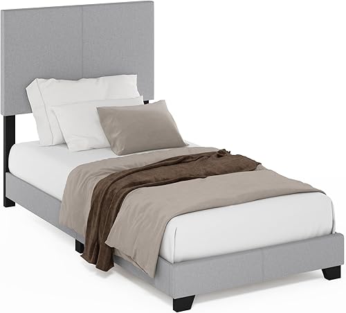 Miniatura 34 de Furinno Pessac - Marco de cama tapizado, piel sintética blanca, tamaño individual XL Blanco,Negro -,Glacier,Negro (plain