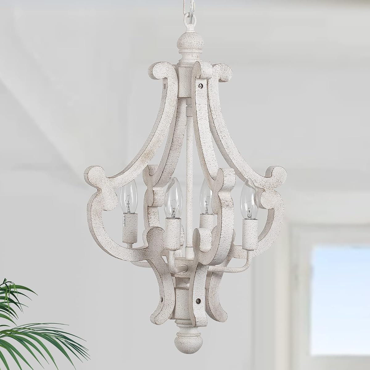 Alisadaboy Farmhouse Rustic Wood Light Fixture Distressed White Dining Room