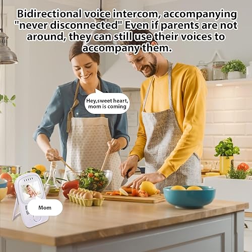 Miniatura 6 de Matybobe Monitor de bebé inalámbrico con cámara y audio-2.4 pulgadas pantalla LCD monitor de video con cámara, comunicación de 2 vías, pantalla de