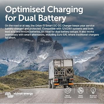 Victron Energy Orion-Tr Smart DC to DC Charger (Bluetooth) - 12/12-Volt 30 amp 360-Watt - شاحن بطارية لأنظمة البطارية المزدوجة - غير معزول