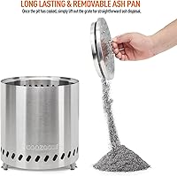 Vista 3 de Fogata portátil de mesa con soporte, 8.6" de acero inoxidable, mini hoguera de mesa para exteriores con bajo consumo de humo, alimentada por pellets