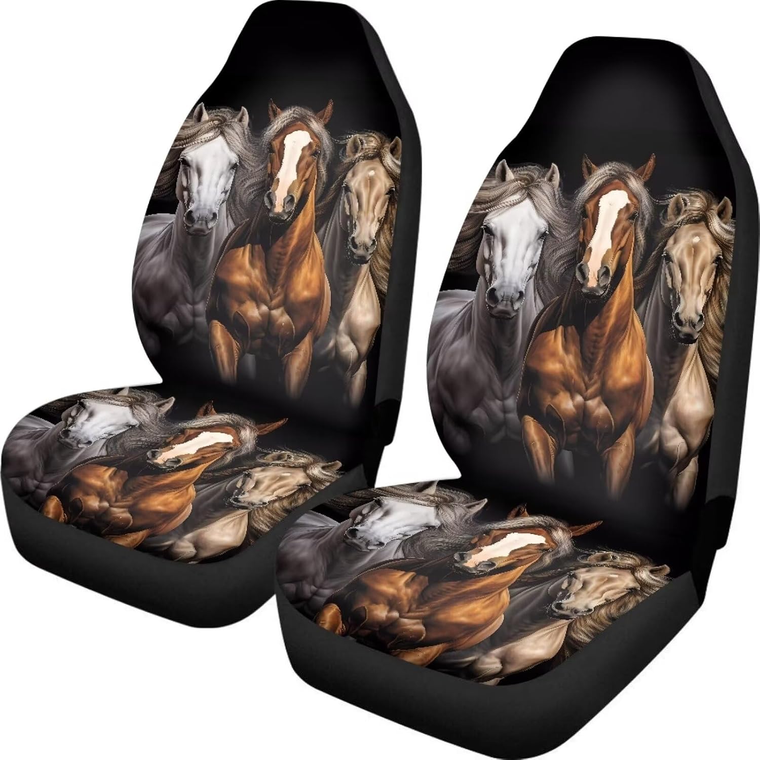 Auto Newer Breathable Car 2 Seat Cover Handsome Horse Fit Most Cars, Trucks, and SUV