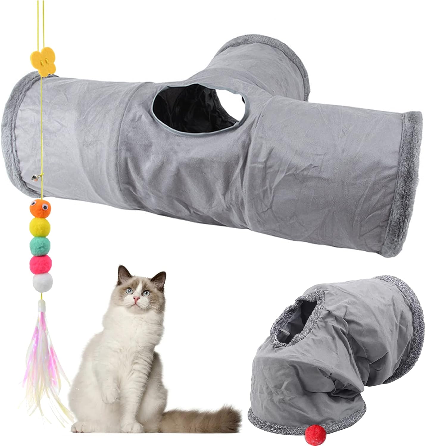 Foldable Cat Tunnel Cat Toy with Ball Play Tunnel Crinkle Rustling