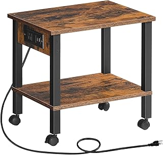 HOOBRO 2-Tier Printer Stand with Charging Station, Under Desk Printer Ta...