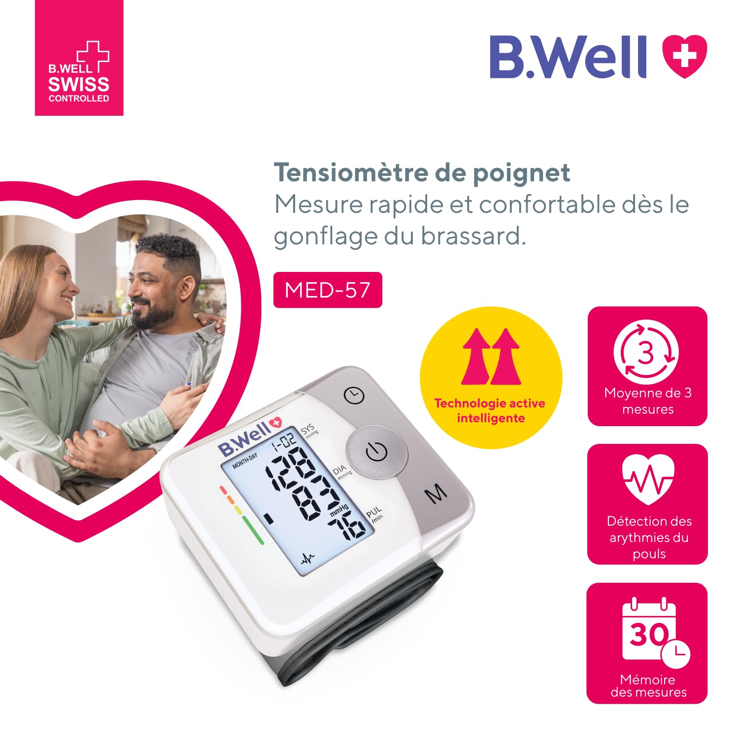 B.Well MED-57 Tensiomètre poignet - Compact, idéal voyages, automatique