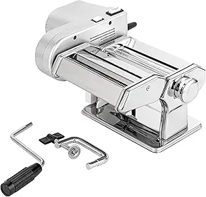 Met Lux Pasta Machine And Motor, 1 Electric Pasta Maker With Cutter Attachments - 9 Adjustable Thickness Settings, Automatic, Stainless Steel Machine, For Fettuccine, Spaghetti