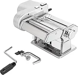 Restaurantware -Met Lux Máquina de Massa e Motor, 1 Máquina Elétrica de Massa com Acessórios de Cortador - 9 Configurações de Espessura Ajustável, Automática, Máquina de Massa de Aço Inoxidável, para