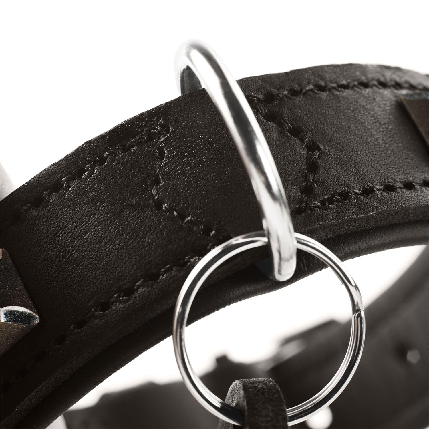 HUNTER Hundehalsband LARVIK aus Softvollrindleder, edles Lederhalsband mit Schlüsselanhänger, Farbe schwarz, Größe 60