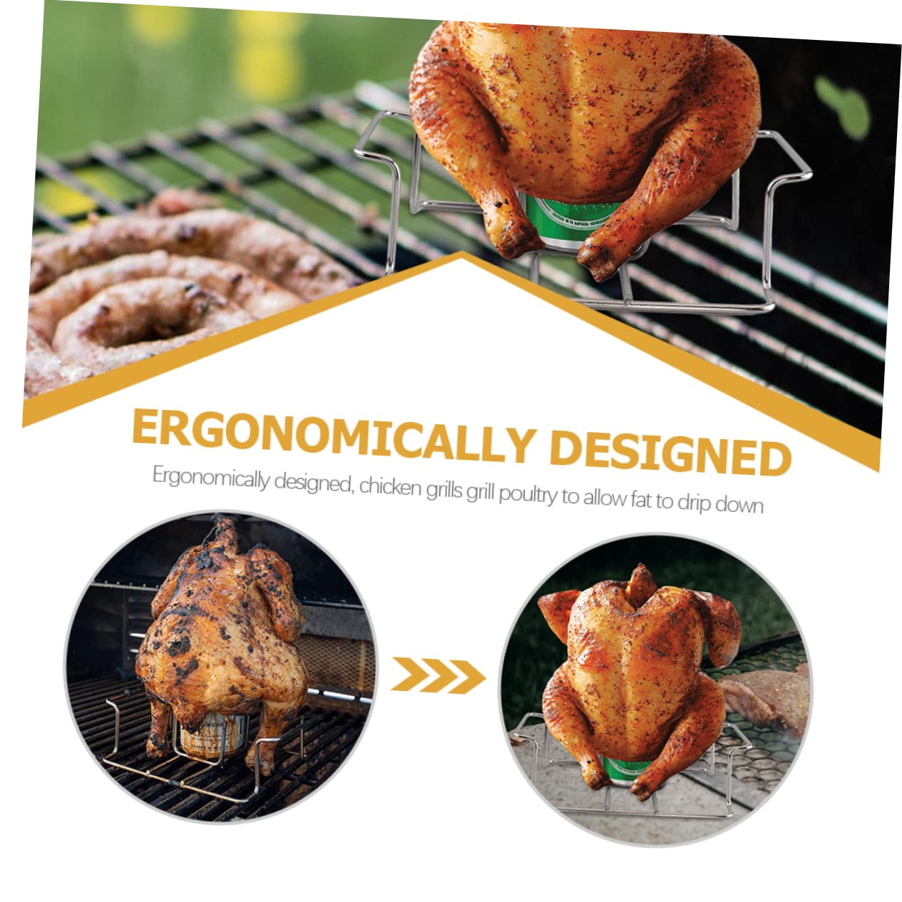 Soporte Plegable Acero Asar Inoxidable Pollo para para Barbacoa