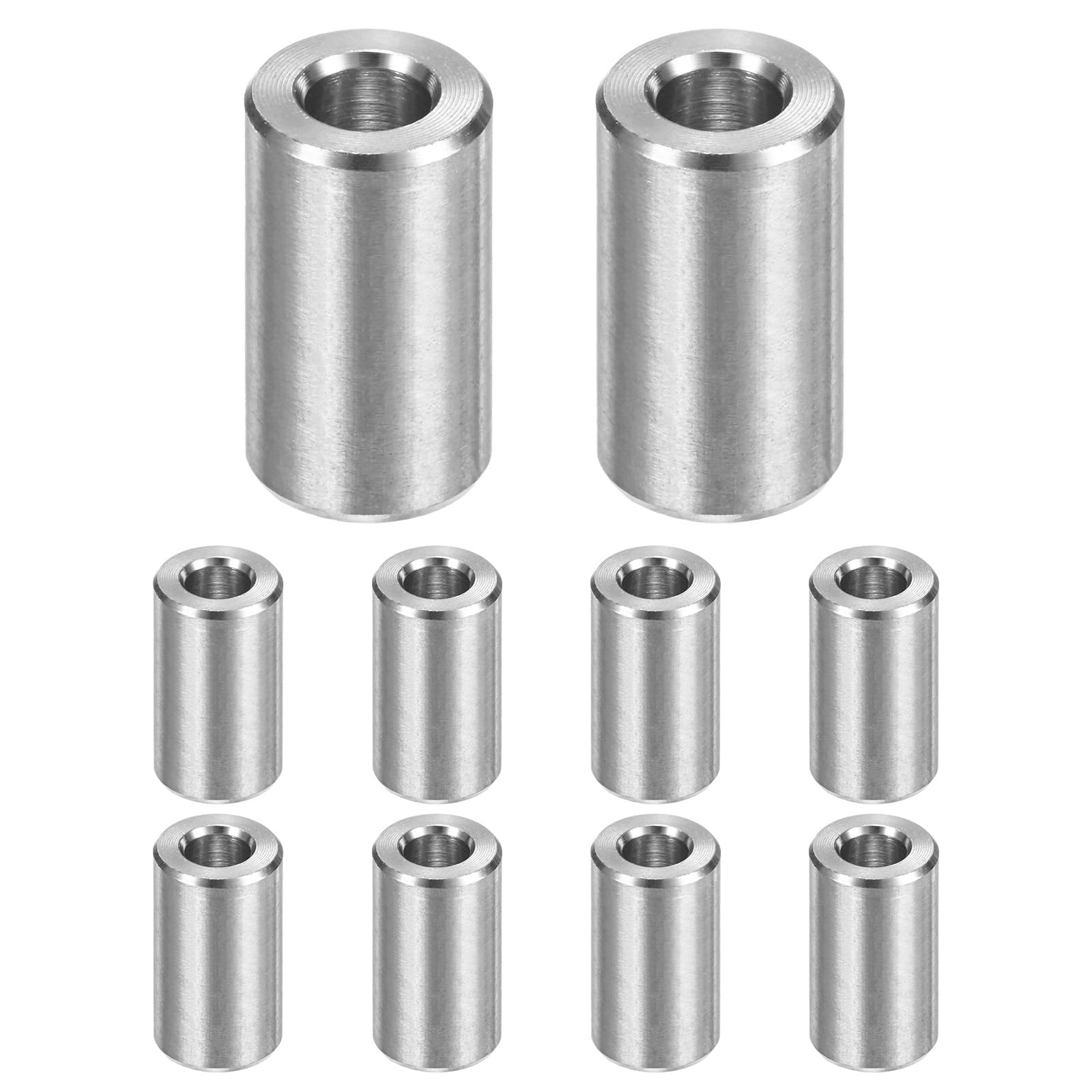 M METERXITY 10PCS M5 304 Stainless Steel Spacers 5mm ID x 10mm OD x 18mm l Metal Screw Standoff Bushing Plain Finish Round Spacer 304 Stainless Steel for Screws Bolts Silver