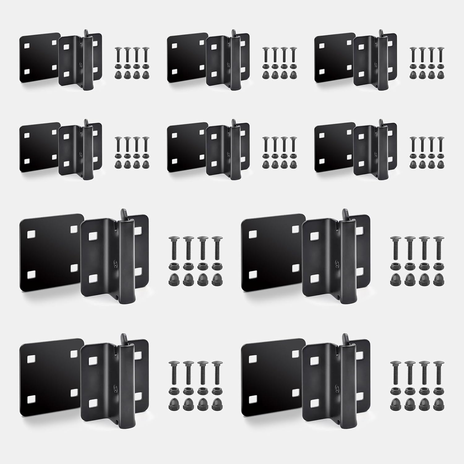10 Pack E-Track Connector with Square Plates, Bolt-on Steel Cargo Securement E Track Compatible Accessory Etrack Rail Adapter for Trucks, Trailers, Vans, Warehouses, Garages, Workshops
