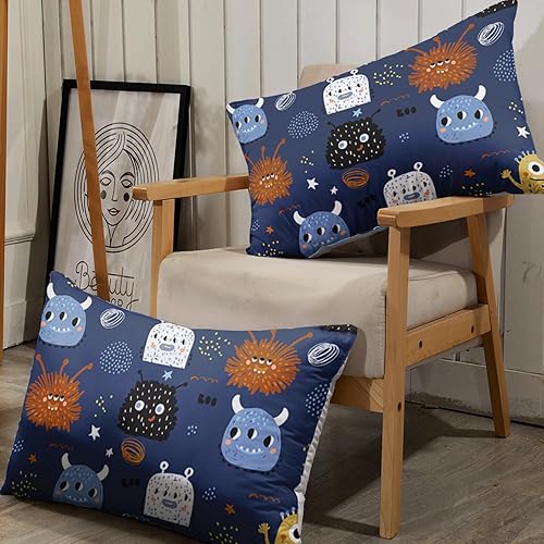 Miniatura 6 de AILONEN Juego de sábanas bajeras de monstruos tamaño individual, juego de sábanas con estampado de monstruos de dibujos animados, sábanas para