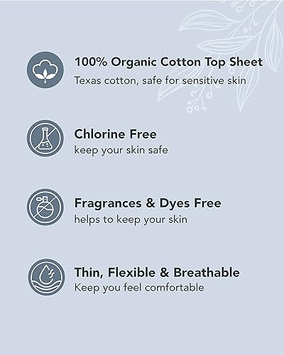 Miniatura 4 de OCBON Almohadillas sanitarias ultrafinas durante la noche - Funda de algodón tejano 100% orgánico con alas (13.8 in, 40 unidades)