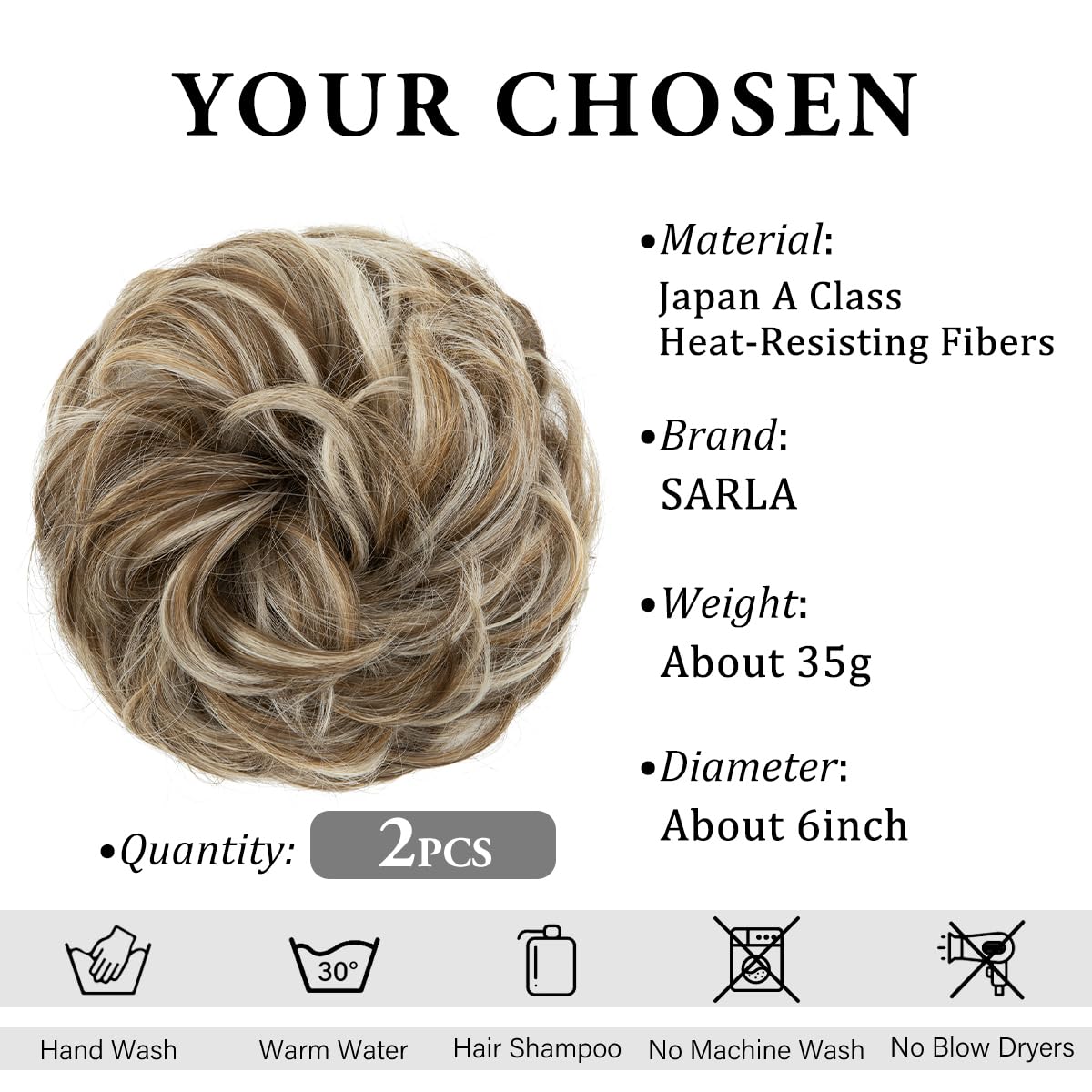 SARLA 2PCS Messy Bun Hair Pieces for Womens Synthetic Scrunchies Buns Extension Hairpieces Updo Pony Tail Beige Multi - Image 3
