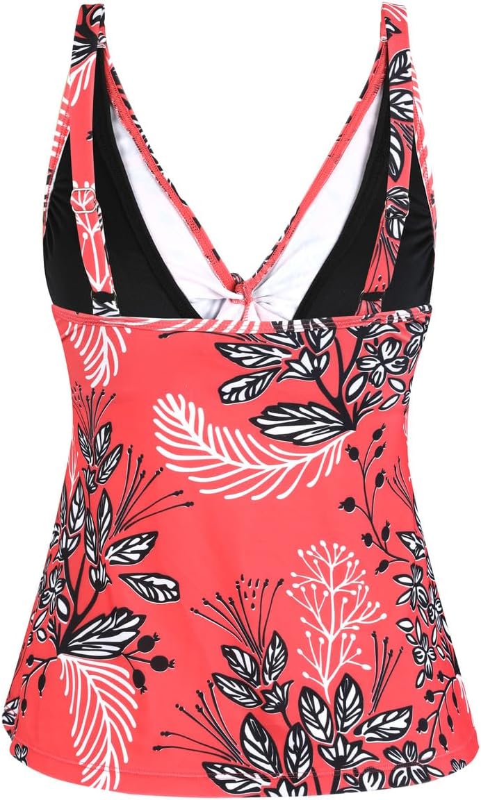 Hilor Women's Underwire Tankini Top Bathing Suit Front Twist V-Neck Swimsuit - Image 6