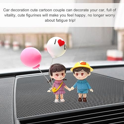 Miniatura 5 de Lindas decoraciones de tablero de automóvil para parejas, preciosas figuras de dibujos animados de besos, adorno de automóvil, material de resina,