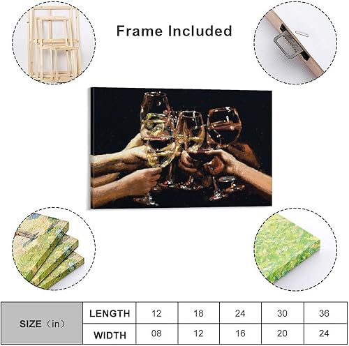 Miniatura 2 de Copas de vino, copas de vino, copas, celebración de alegría, pintura al óleo vintage en paredes de bar (1) lienzo impresiones artísticas de pared